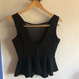 Black peplum tank w/ mesh